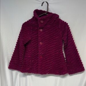 Patagonia Fuchsia Fleece long sleeve button up Jacket coat girls 10